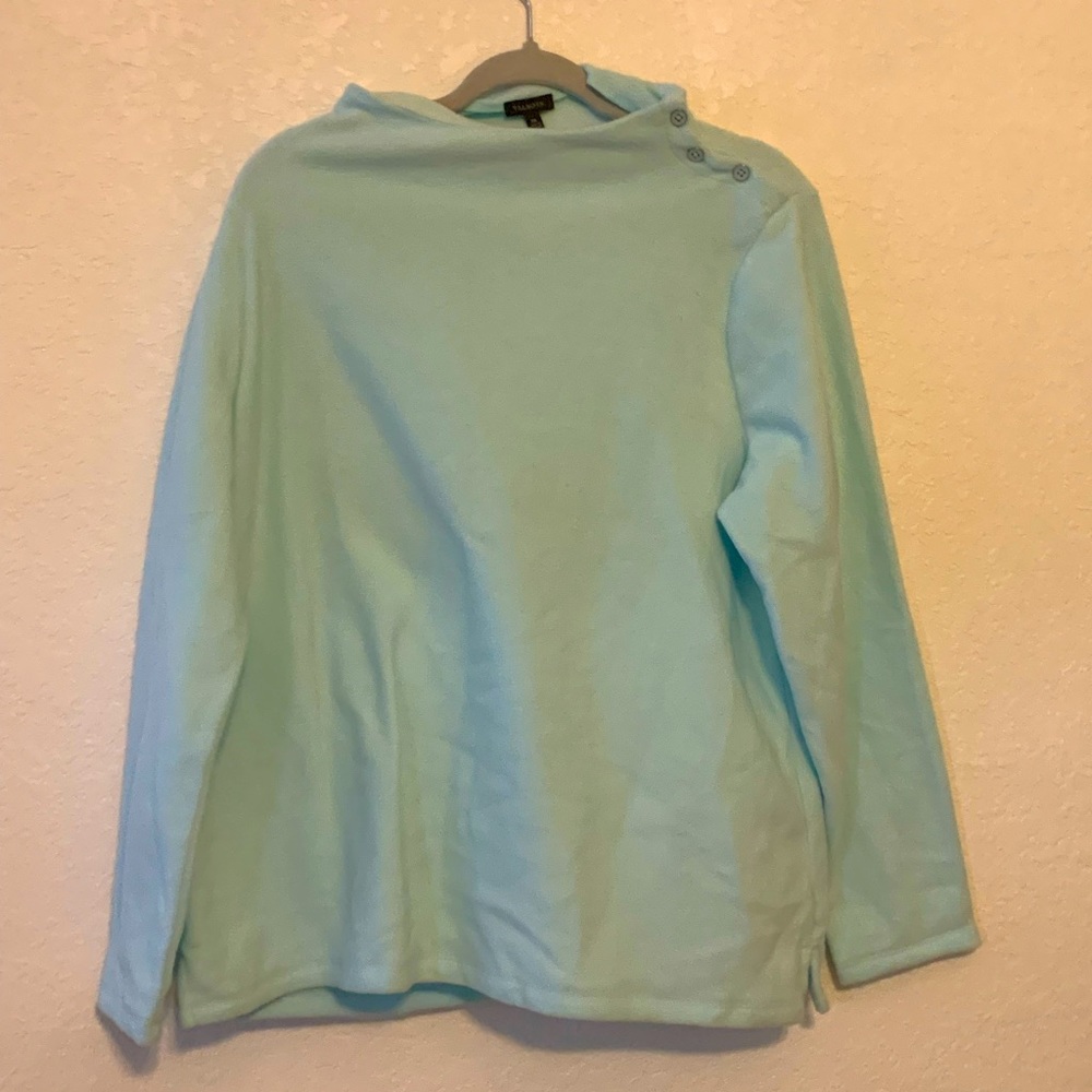 TALBOTS Light blue fleece funnel neck sweater